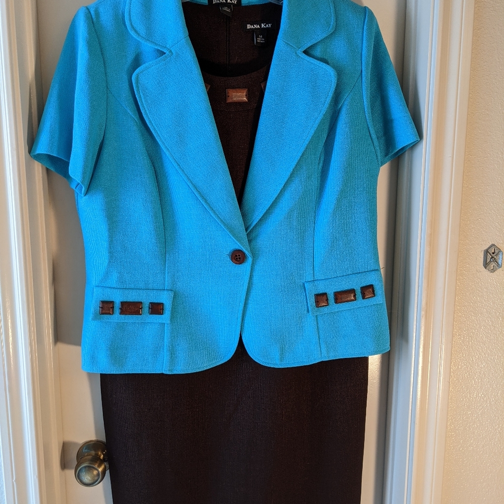 Turquoise and Brown dress suit